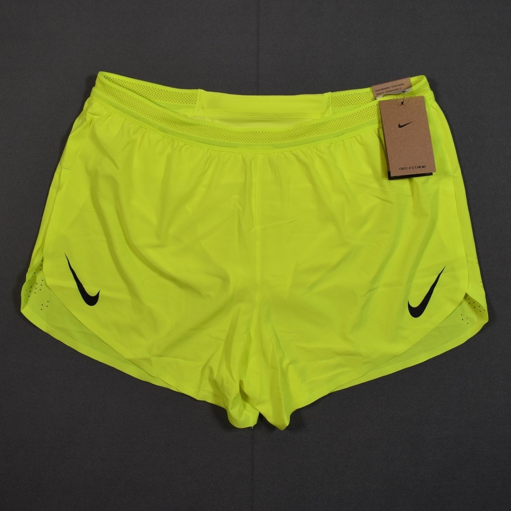 Nike AeroSwift Mens Dri-FIT ADV 4" Running Shorts Volt Black Brief-Lined Large